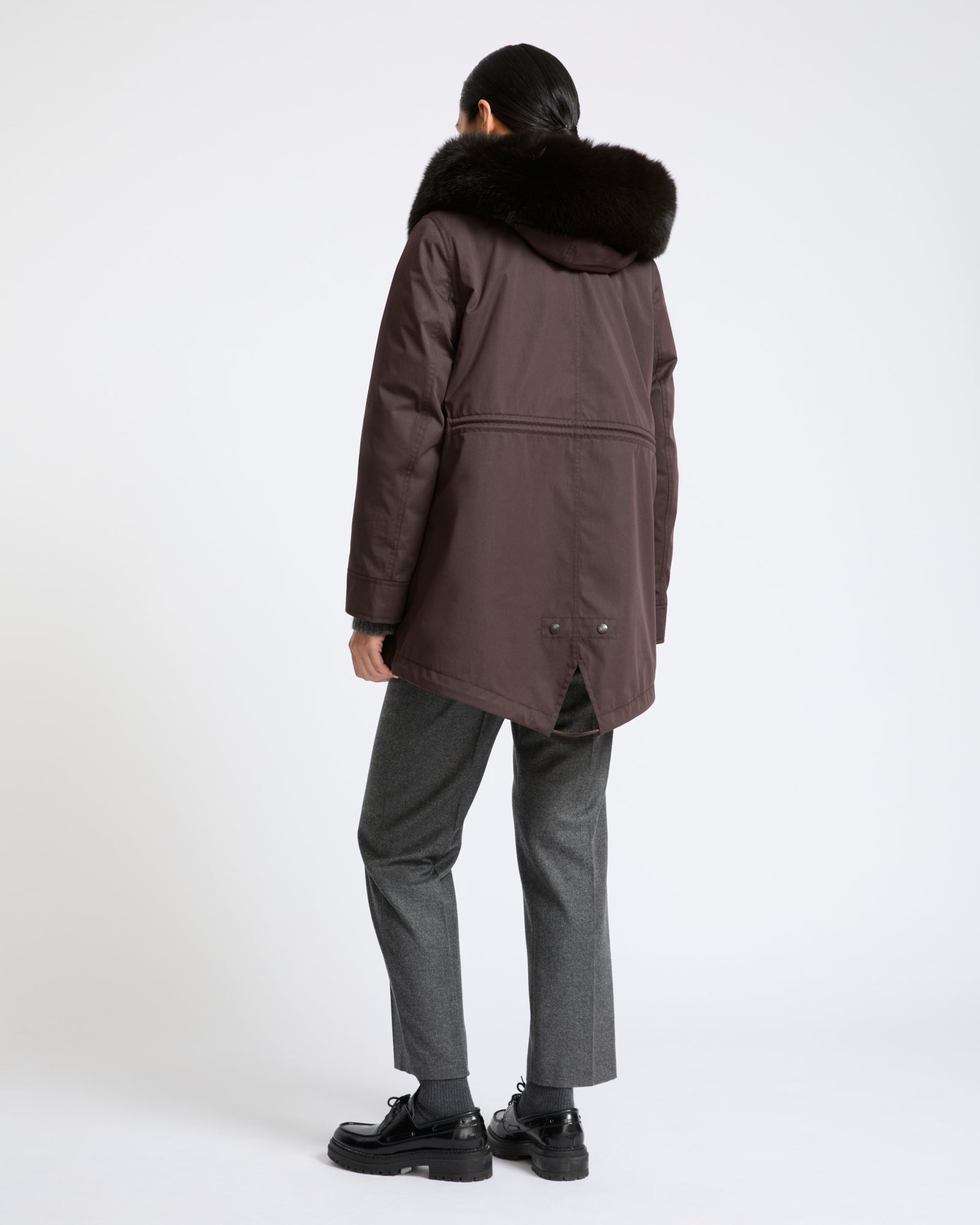 Short Iconic parka in waterproof cotton blend with fox and rabbit fur - Yves Salomon - New Fall Winter Collection