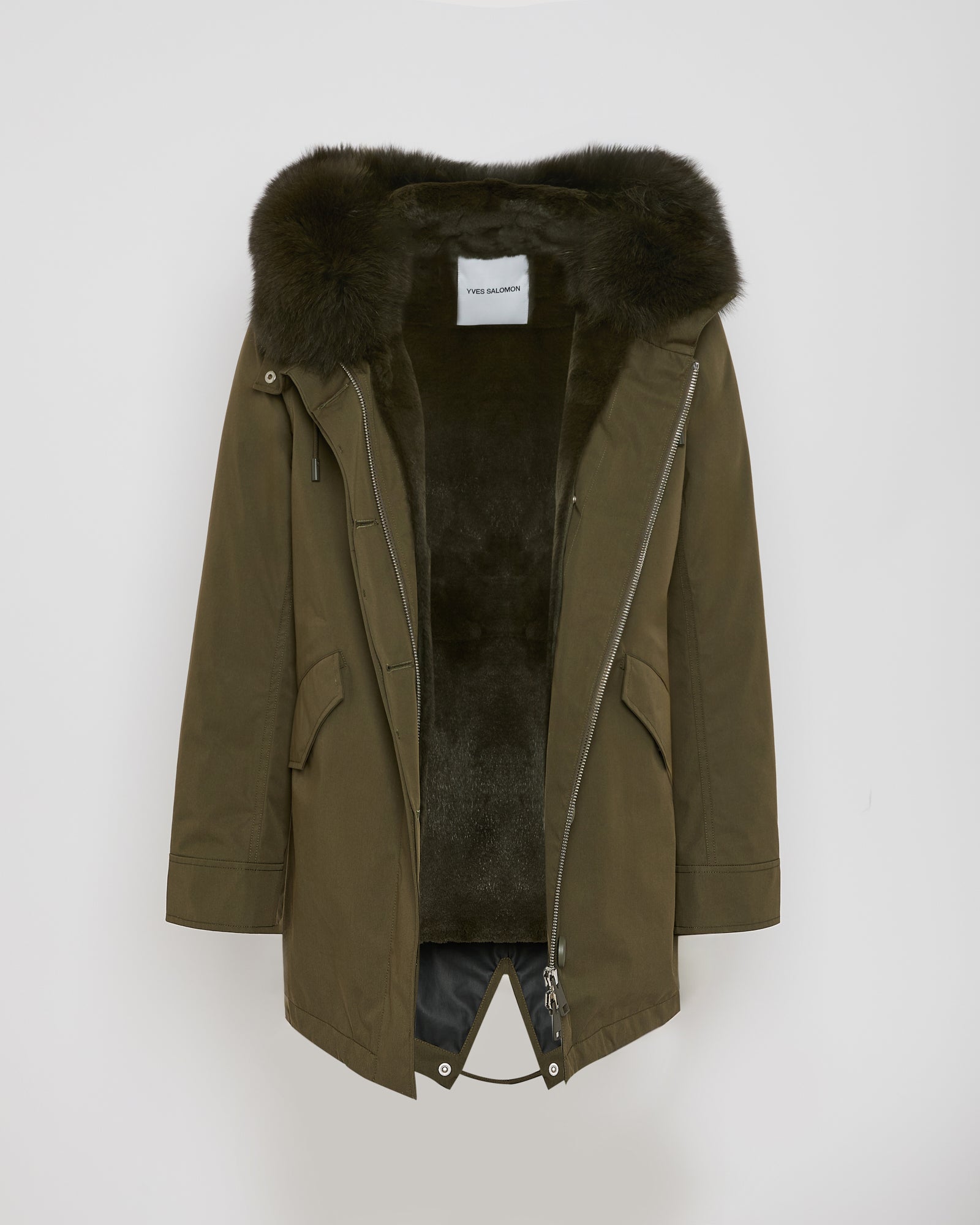 Short Iconic parka in waterproof cotton blend with fox and rabbit fur - Yves Salomon