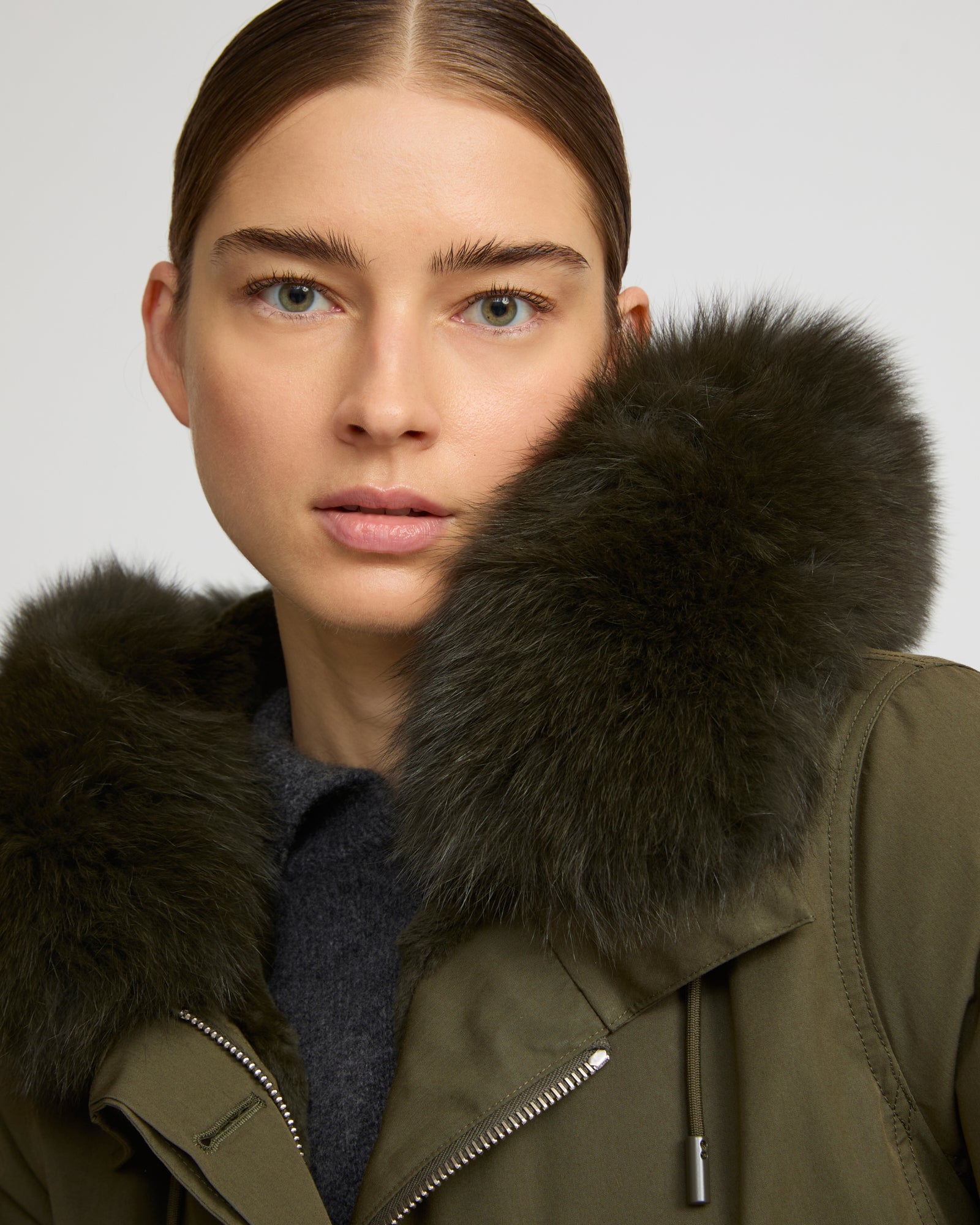 Short Iconic parka in waterproof cotton blend with fox and rabbit fur - Yves Salomon