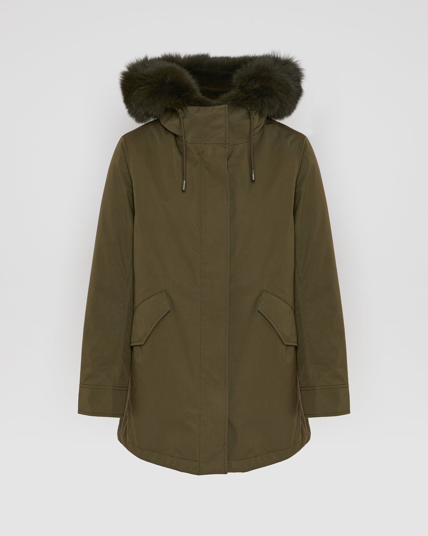 Short Iconic parka in waterproof cotton blend with fox and rabbit fur - Yves Salomon