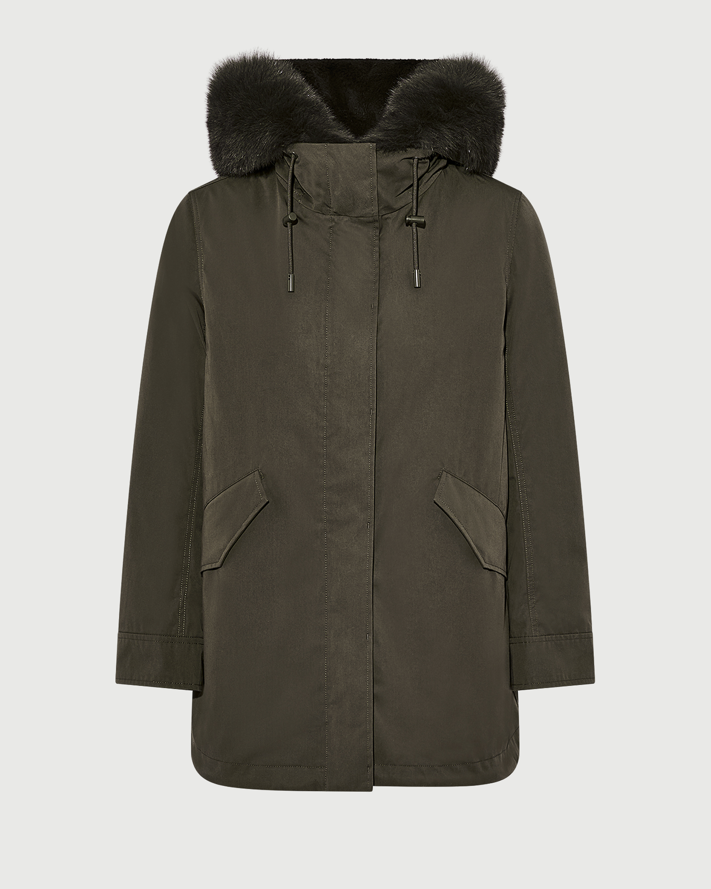 Short Iconic parka in waterproof cotton blend with fox and rabbit fur - Yves Salomon - New Fall Winter Collection