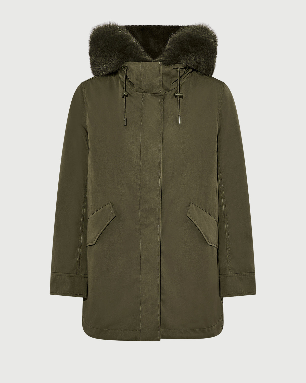 Short Iconic parka in waterproof cotton blend with fox and rabbit fur - Yves Salomon - New Fall/Winter Collection