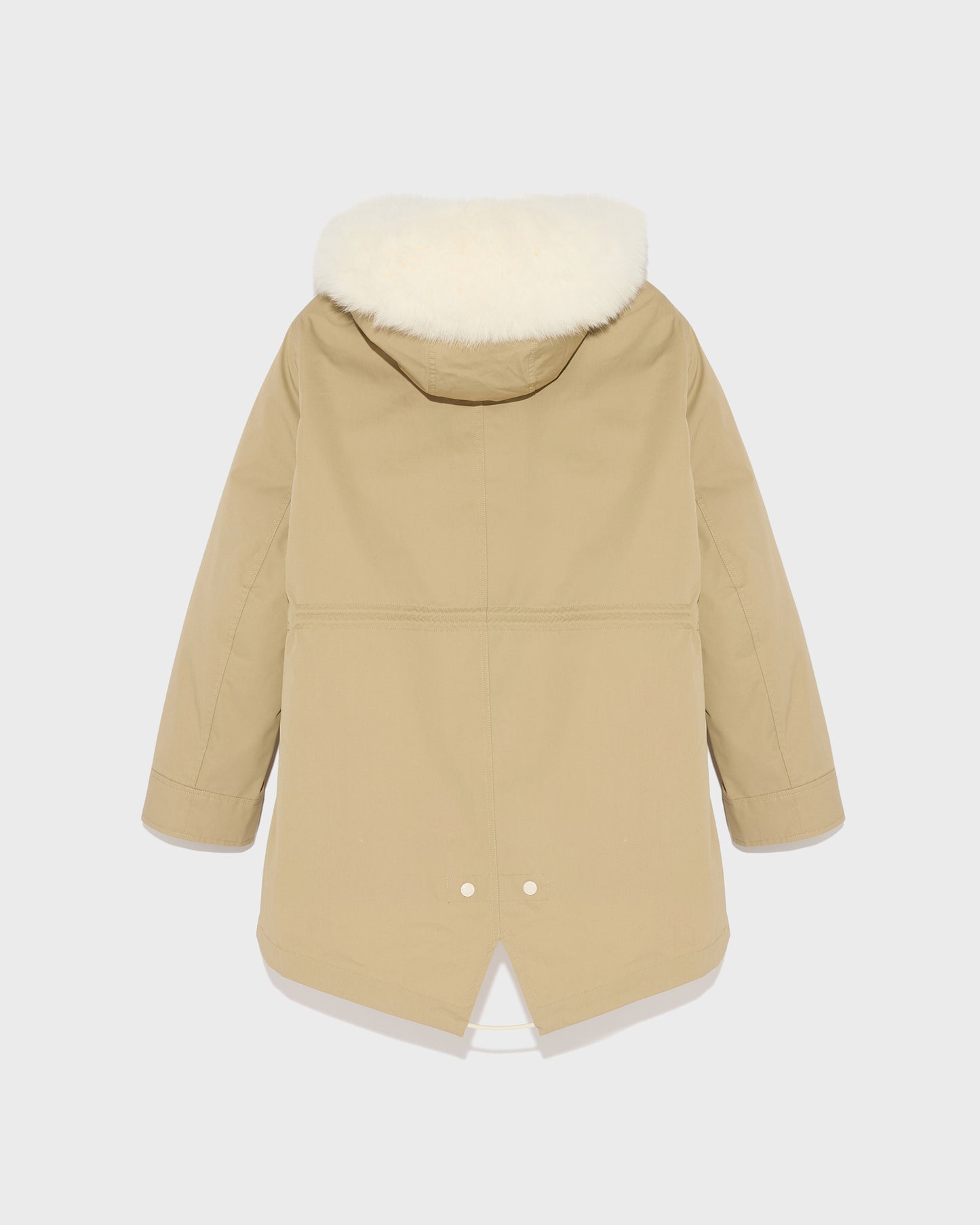 Short Iconic parka in waterproof cotton blend with fox and rabbit fur