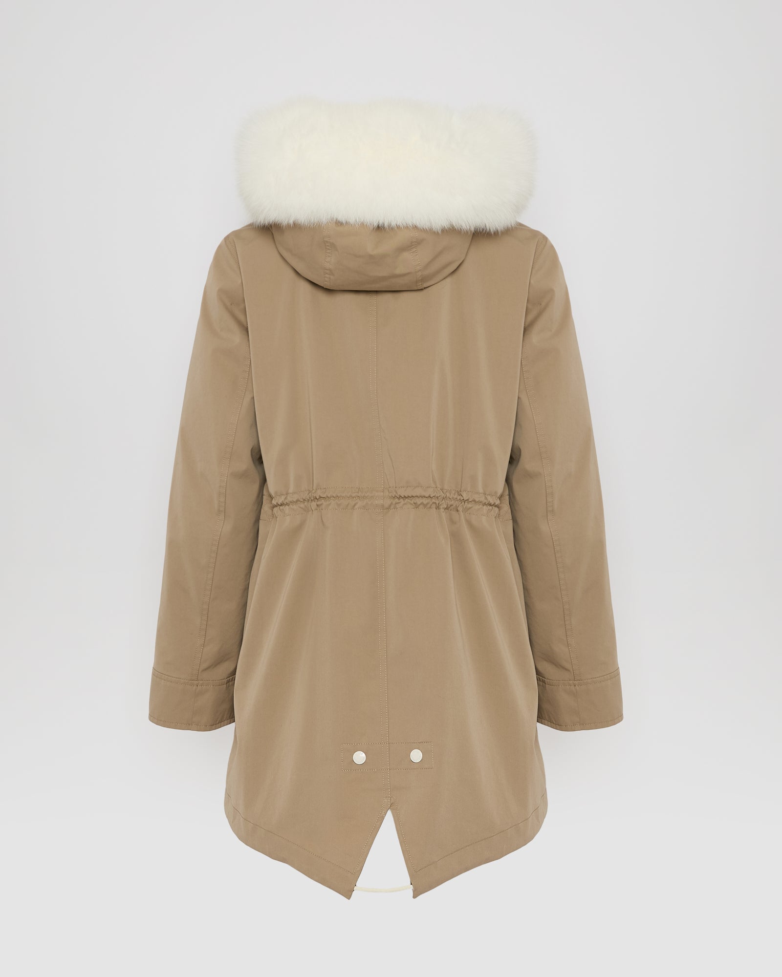 Short Iconic parka in waterproof cotton blend with fox and rabbit fur - Yves Salomon