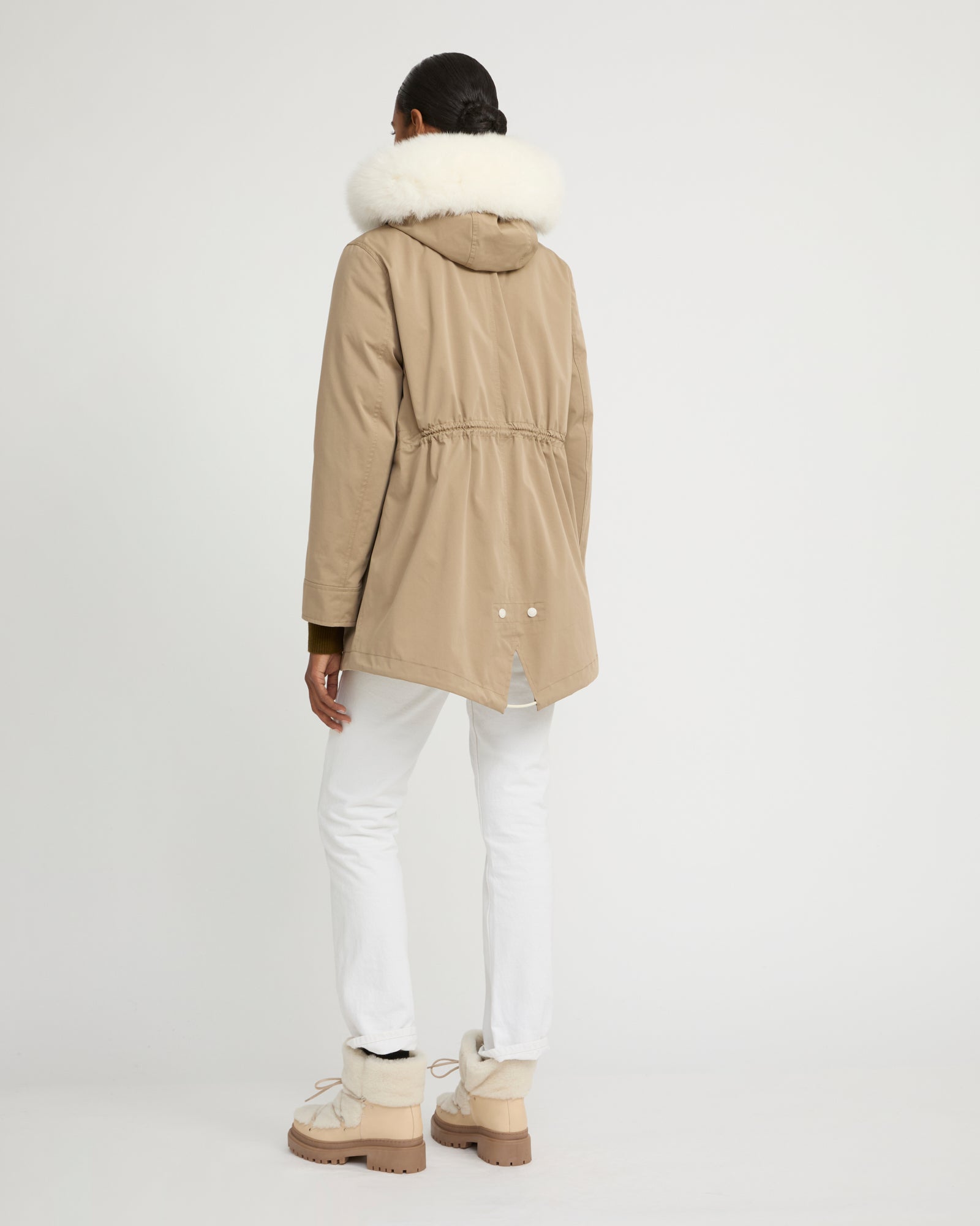 Short Iconic parka in waterproof cotton blend with fox and rabbit fur - Yves Salomon