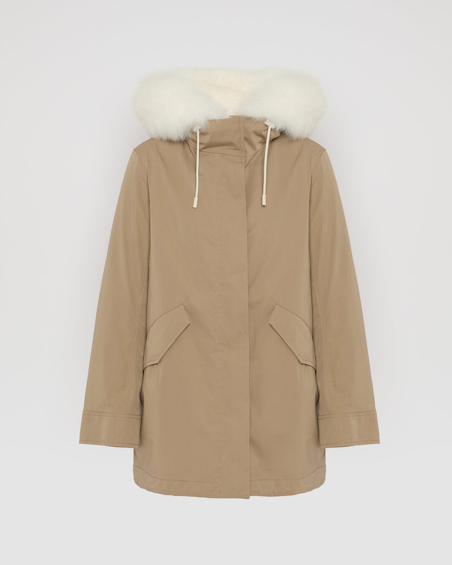 Short Iconic parka in waterproof cotton blend with fox and rabbit fur - Yves Salomon
