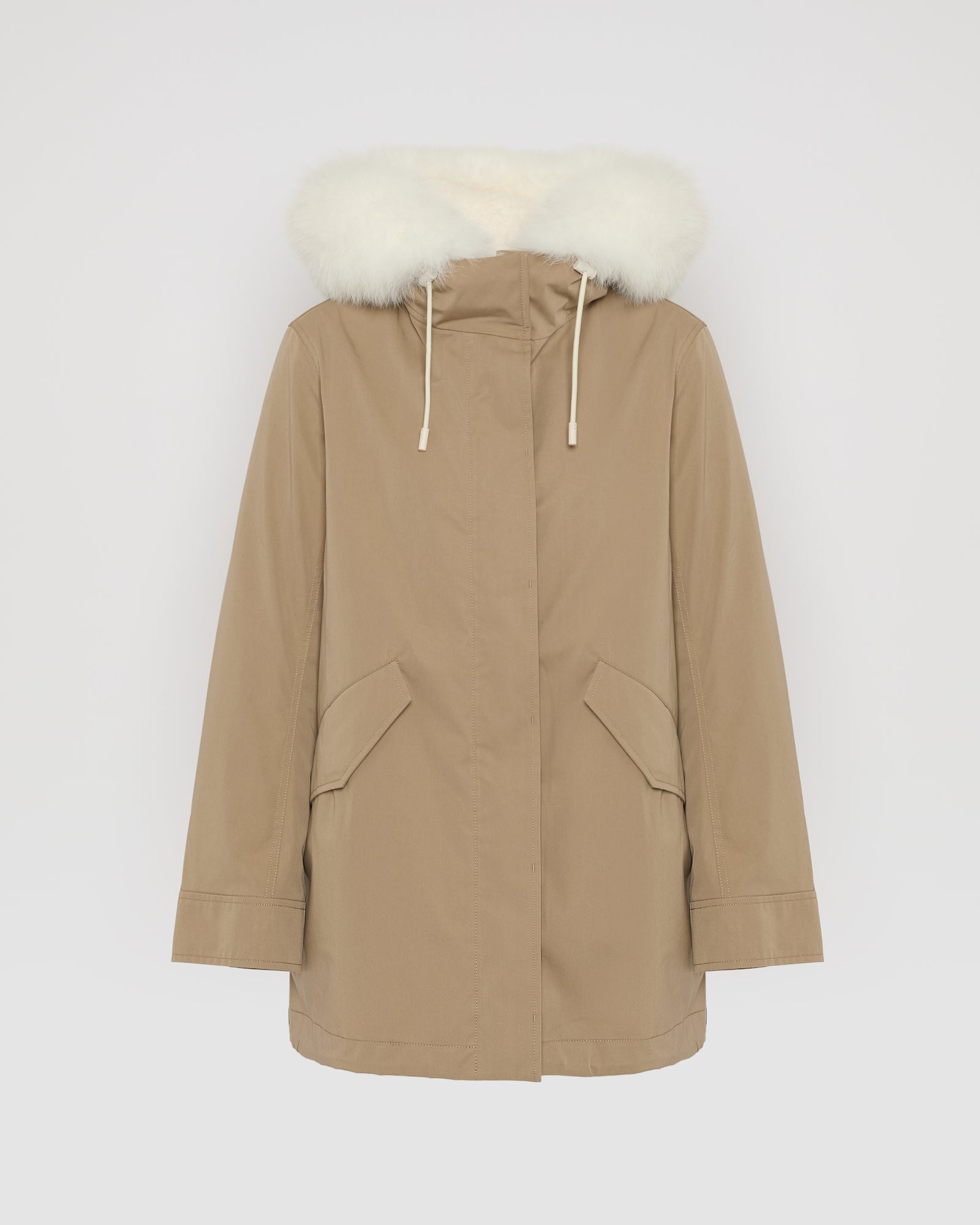 Short Iconic parka in waterproof cotton blend with fox and rabbit fur - Yves Salomon