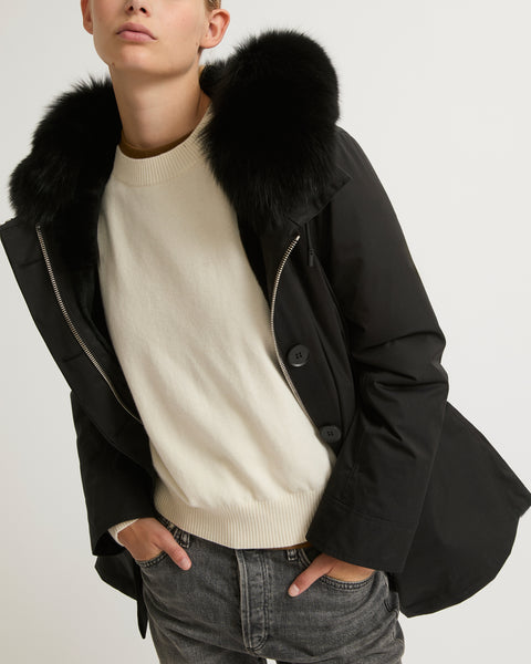 本物の cotton waterproof in parka Short blend rabbit and fox with ジャケット・アウター