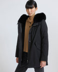 Short Iconic parka in waterproof cotton blend with fox and rabbit fur