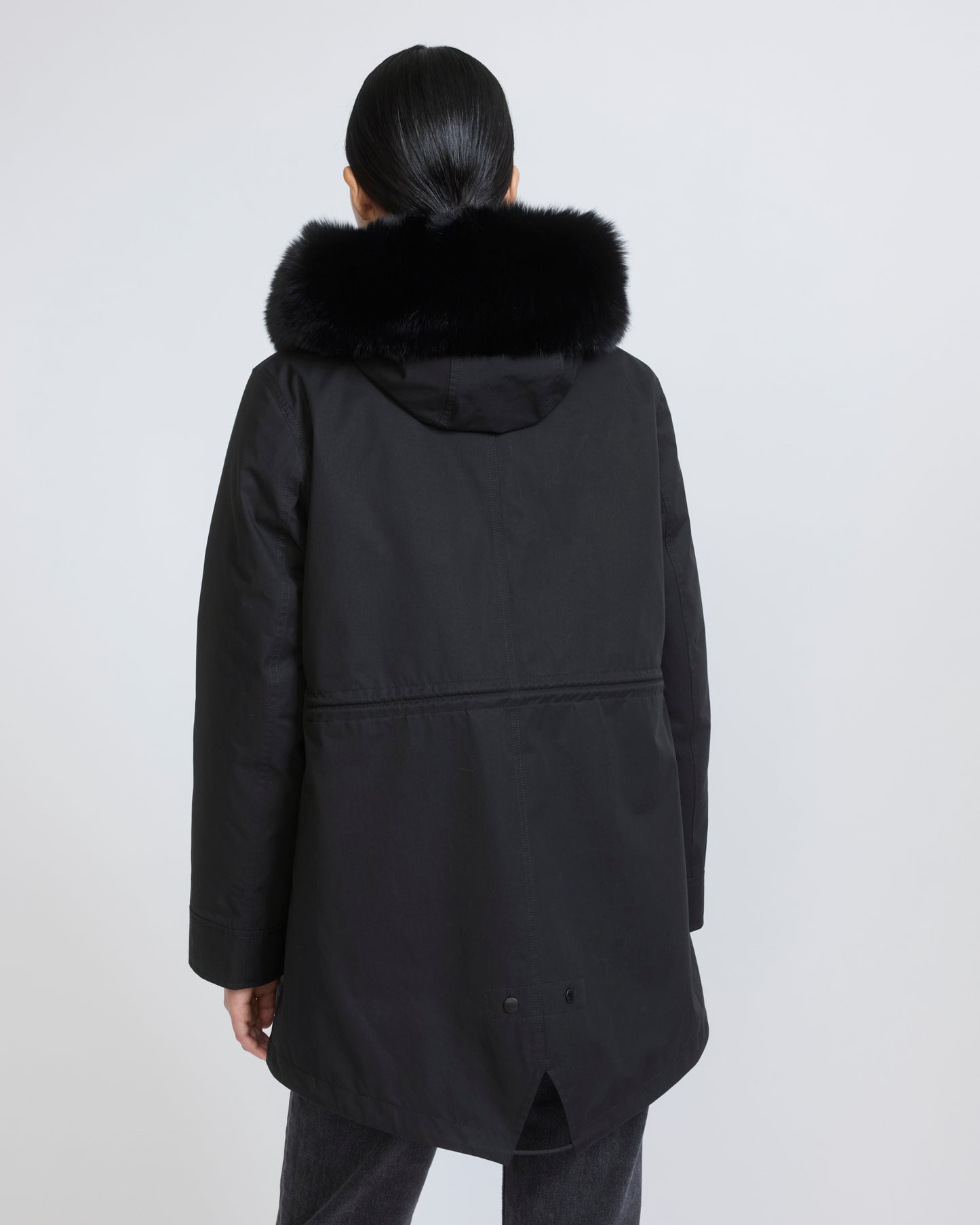Short Iconic parka in waterproof cotton blend with fox and rabbit fur - Yves Salomon - New Fall/Winter Collection