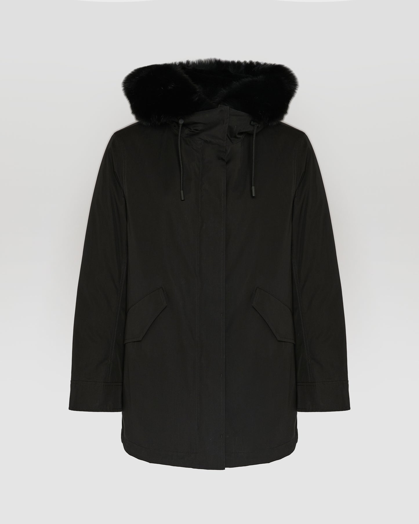 Short Iconic parka in waterproof cotton blend with fox and rabbit fur - Yves Salomon