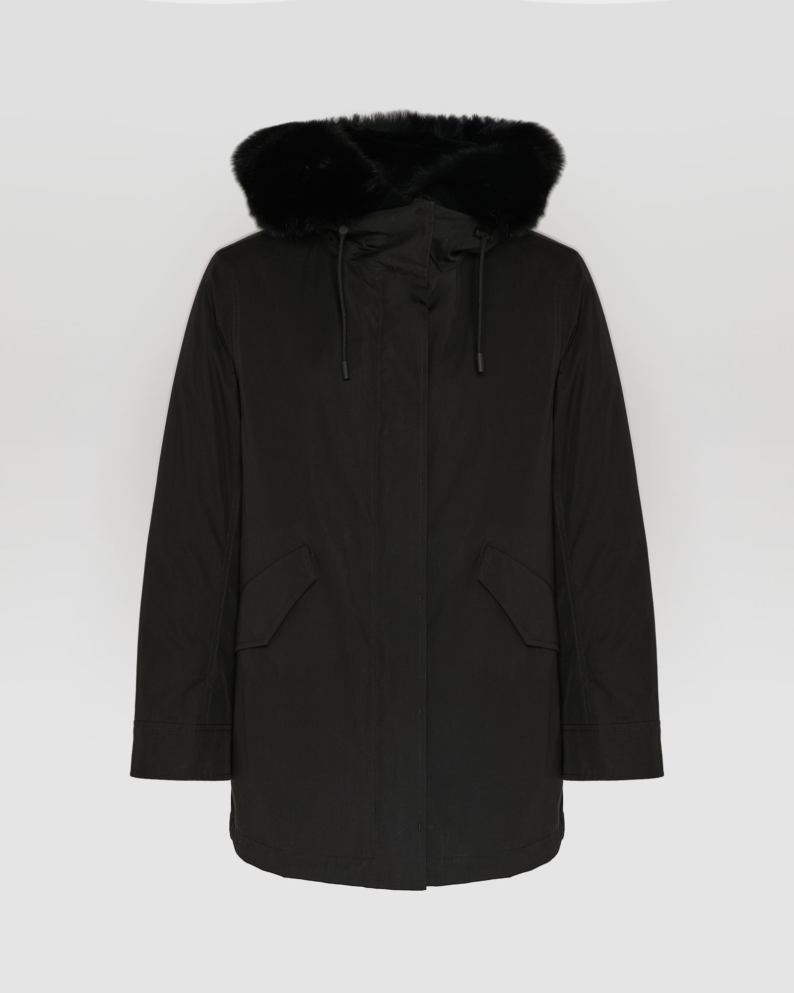 Short Iconic parka in waterproof cotton blend with fox and rabbit fur - Yves Salomon