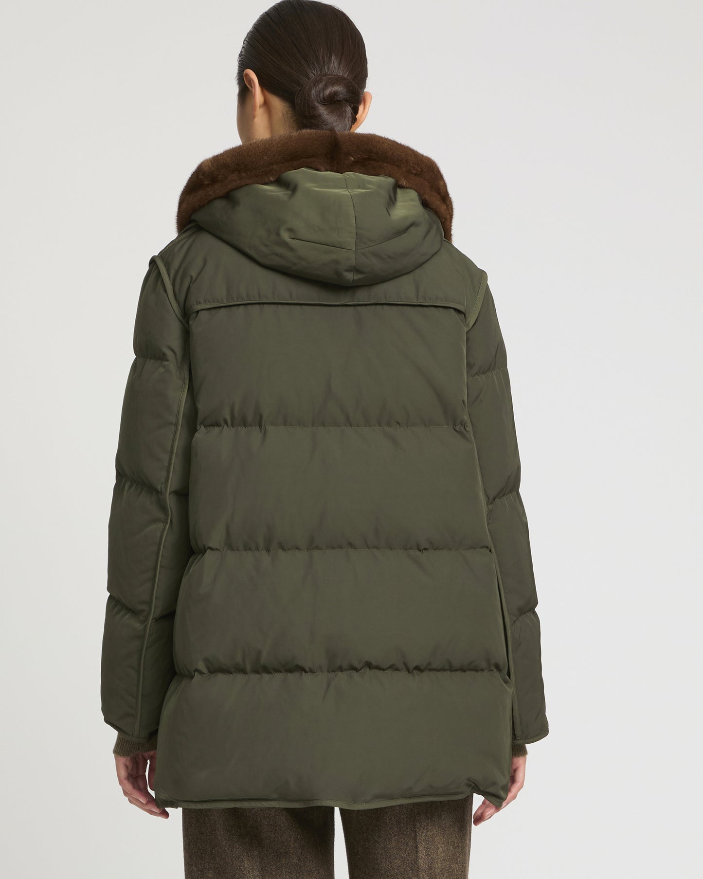 Technical fabric parka with mink fur lining
