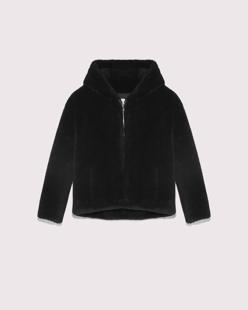 Natural woven wool hooded blouson