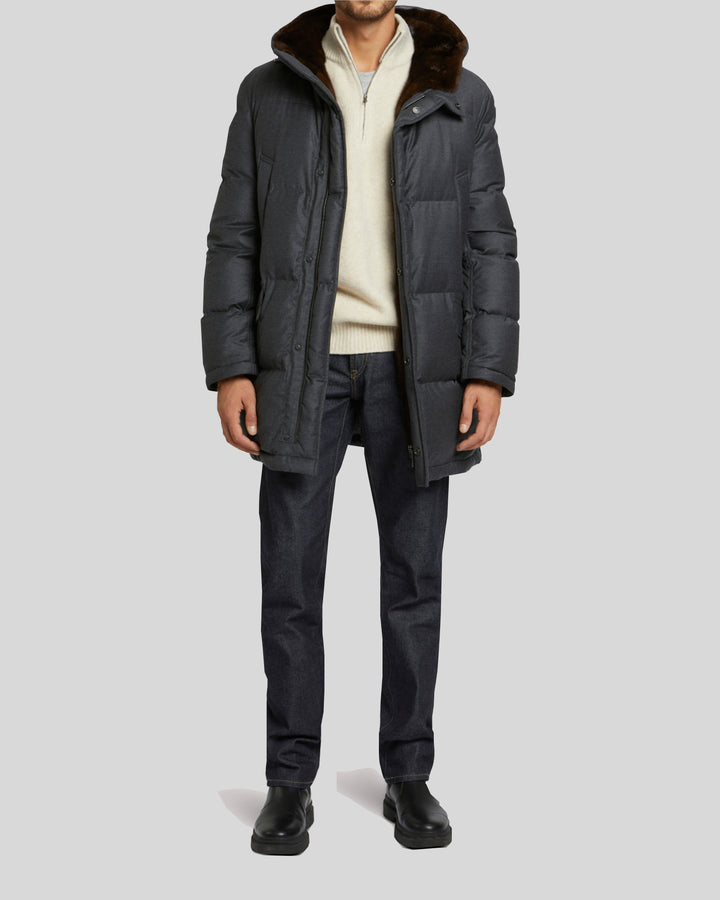 Fleece parka with Loro Piana fabric and mink fur -Yves Salomon