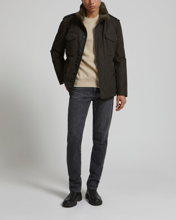 Technical Waterproof Gabardine Field Jacket With Mink Fur Collar