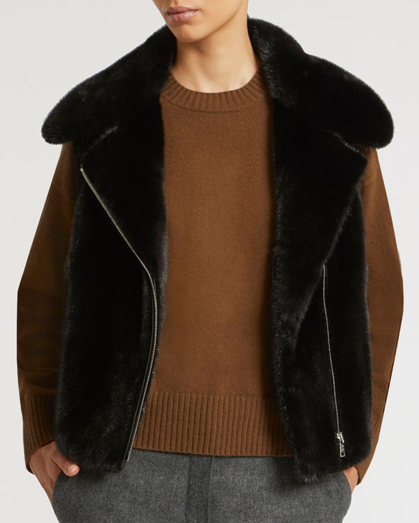 Short jacket in long-haired mink fur