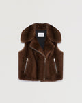 Short gilet in long-haired mink fur