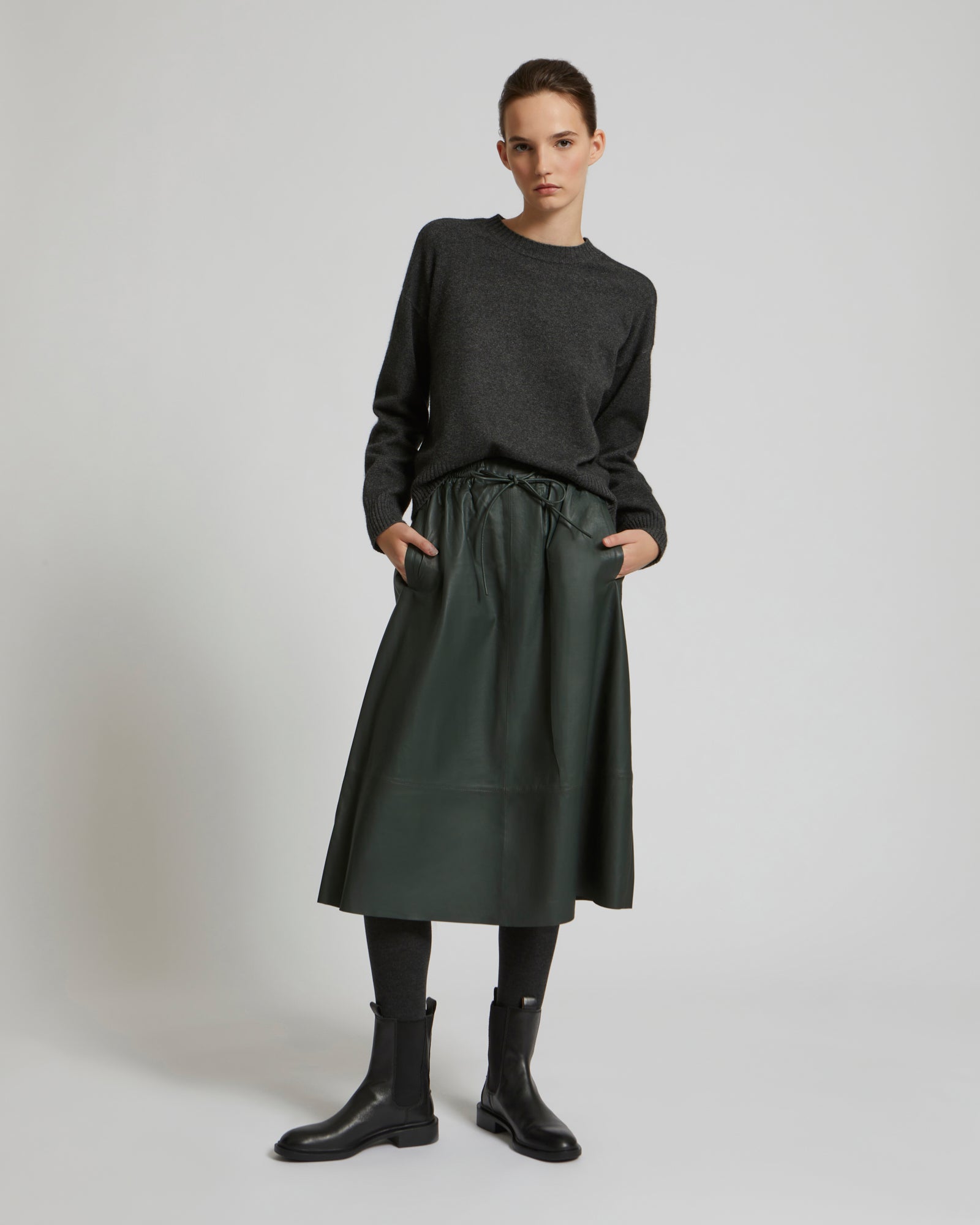 Balck Friday 2025 - Yves Salomon - Flared skirt in lamb leather