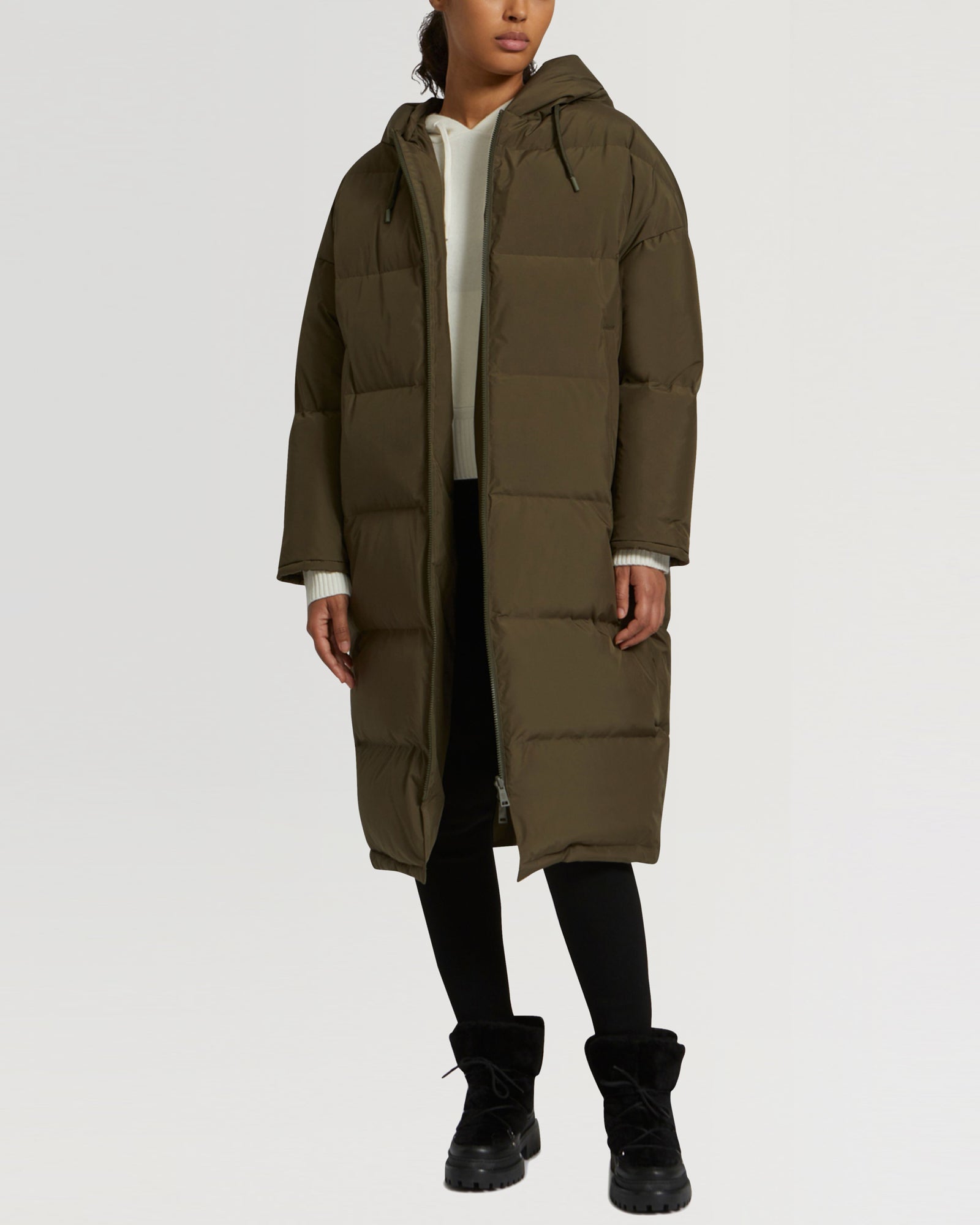 Long reversible down jacket - khaki - Yves Salomon – Yves