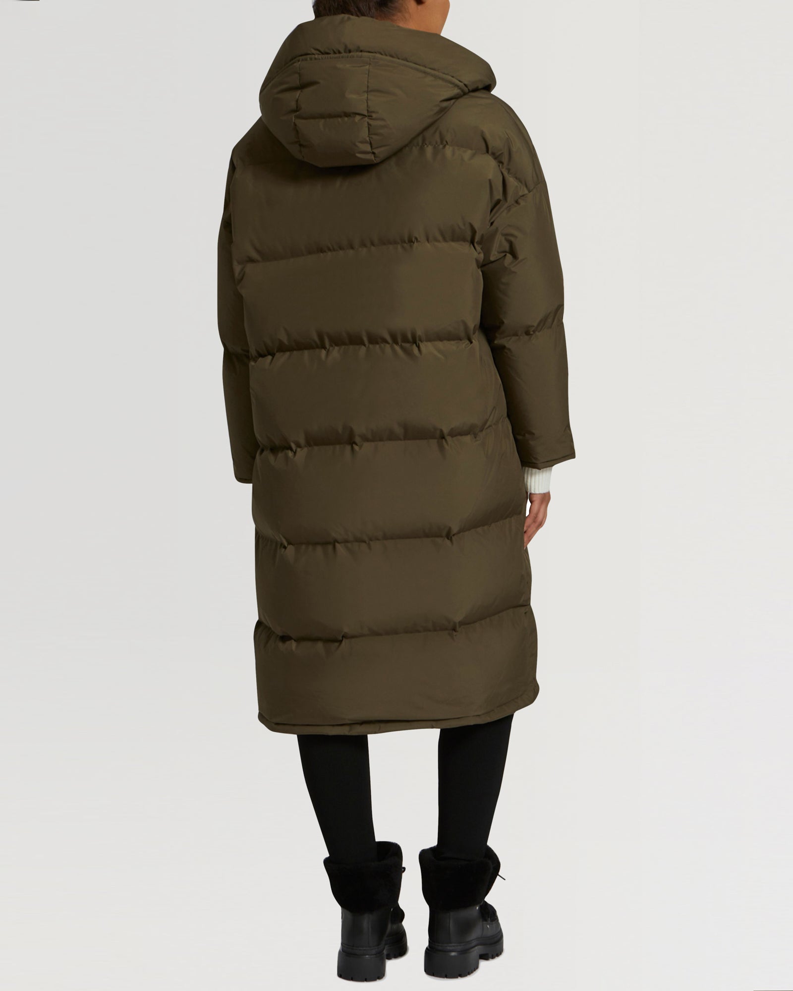 Long reversible hooded down jacket in waterproof technical fabric-Yves Salomon-Winter sale & boxing day