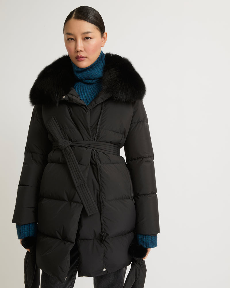 Belted down jacket women's on sale