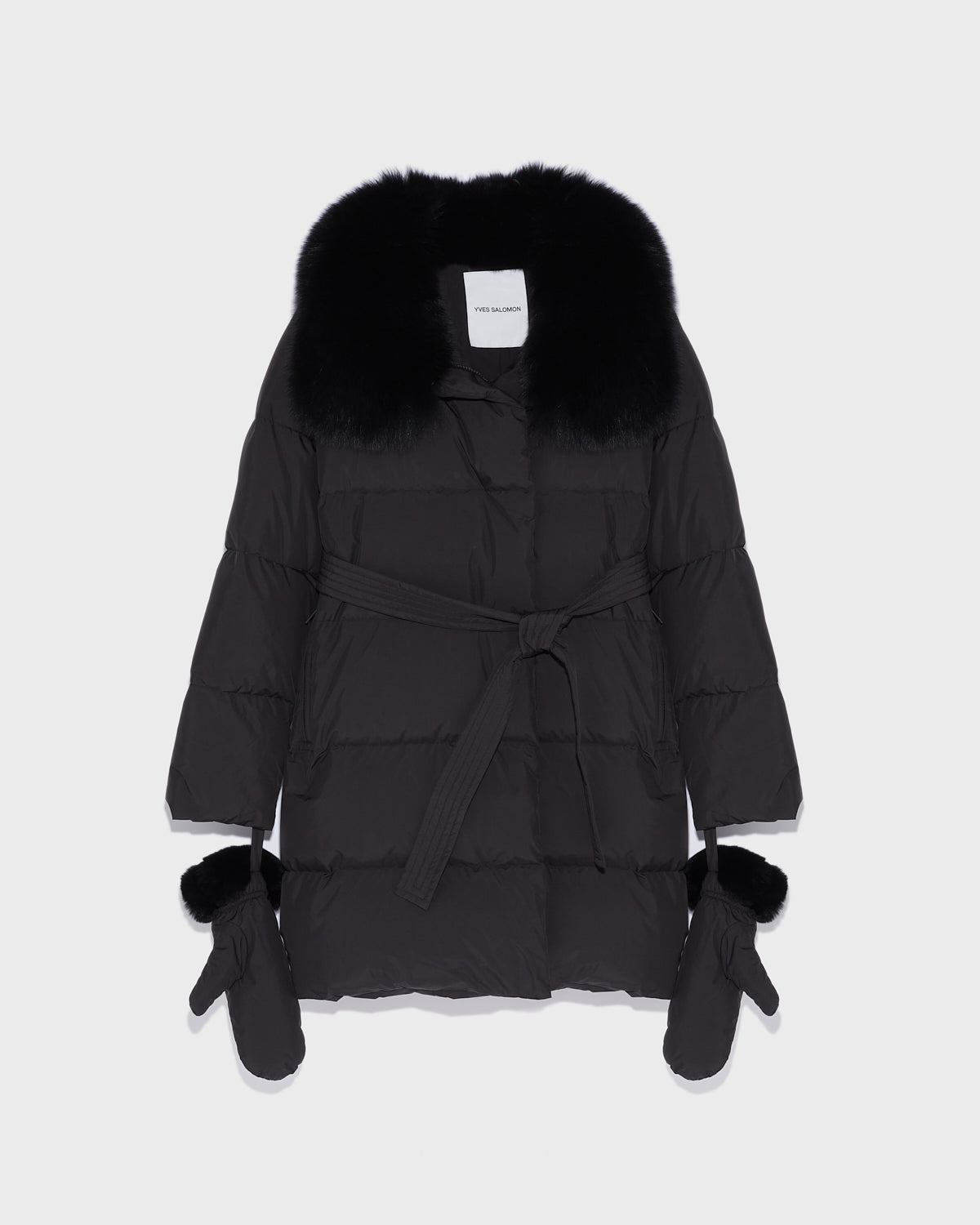 Fashion black bubble coat with fur