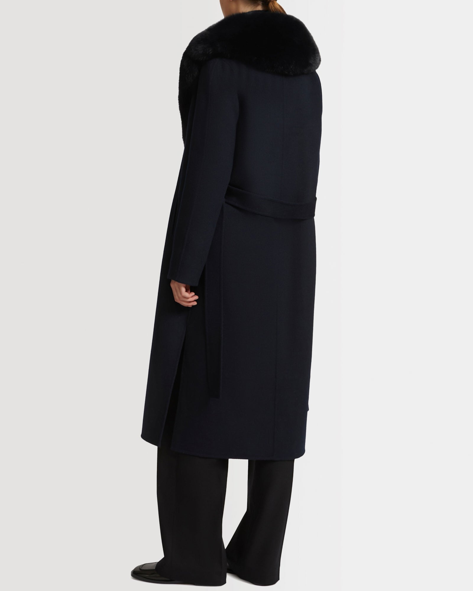 【BOHEMSEO】FUR COLLAR 2WAY WOOL MAXI COAT, ASH BROWN FUR COLLAR 2WAY WOOL MAXI COAT, ASH BROWN - bohemseo