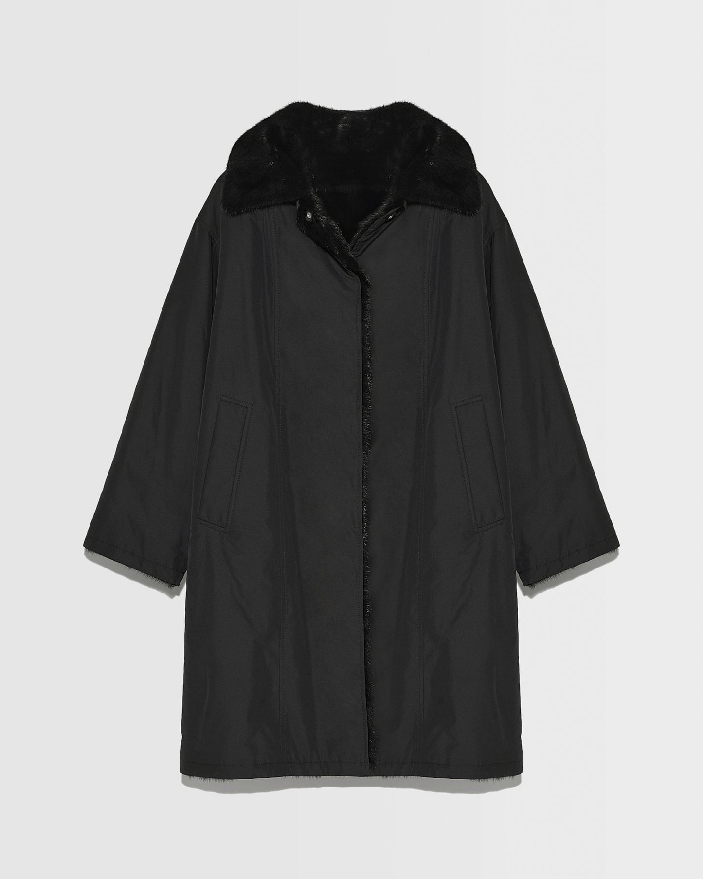 Reversible technical parka with mink fur