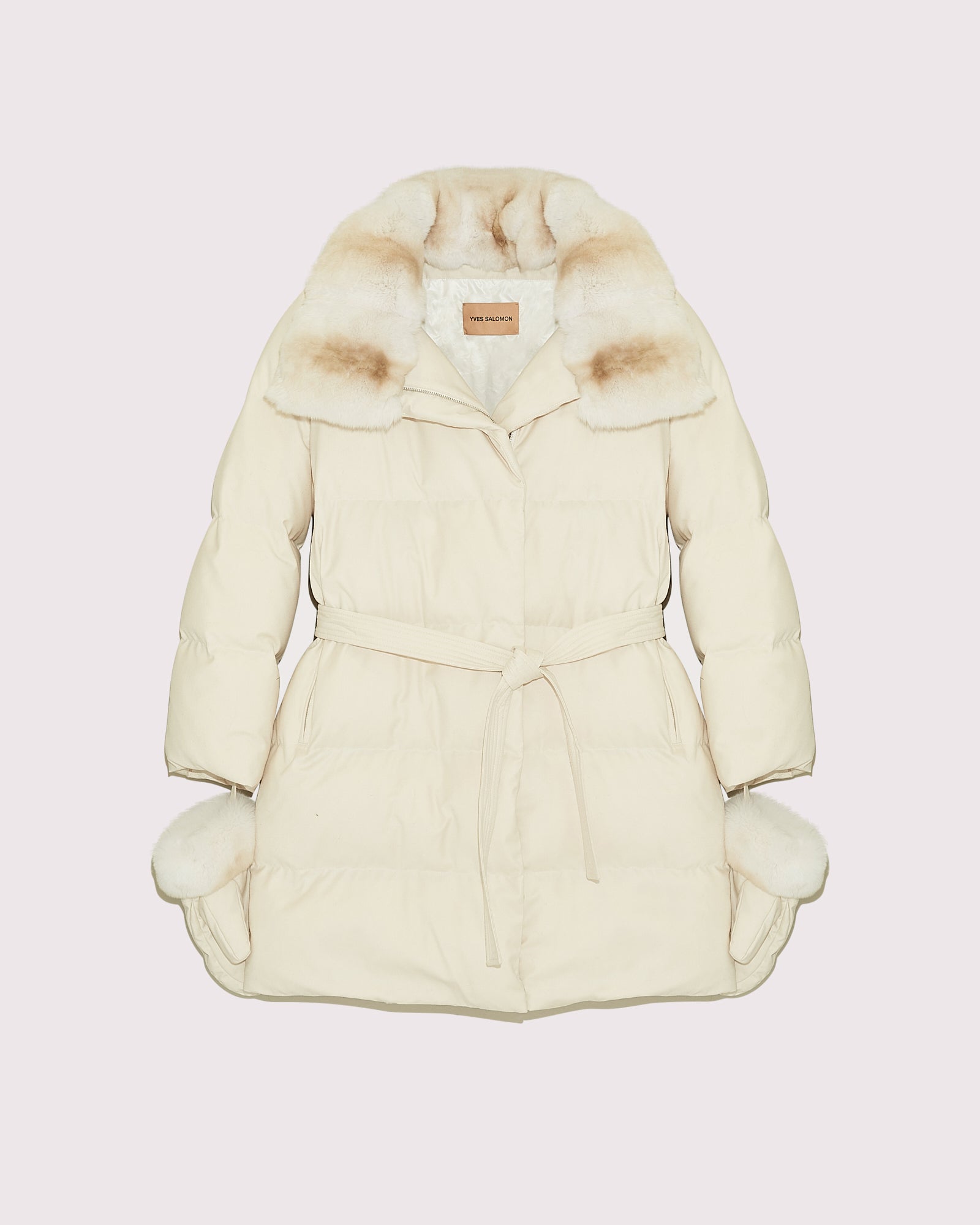 ジャケット・アウター YILON MADE Waistmark eco fur coat ivory YILON MADE Waistmark eco fur coat ivory