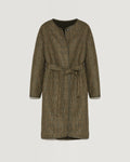 Reversible merinillo lambskin shearling and woollen fabric belted coat