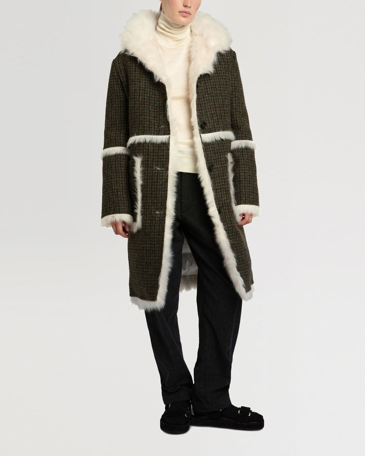 Balck Friday 2025 - Yves Salomon - Woollen fabric and shearling hooded coat