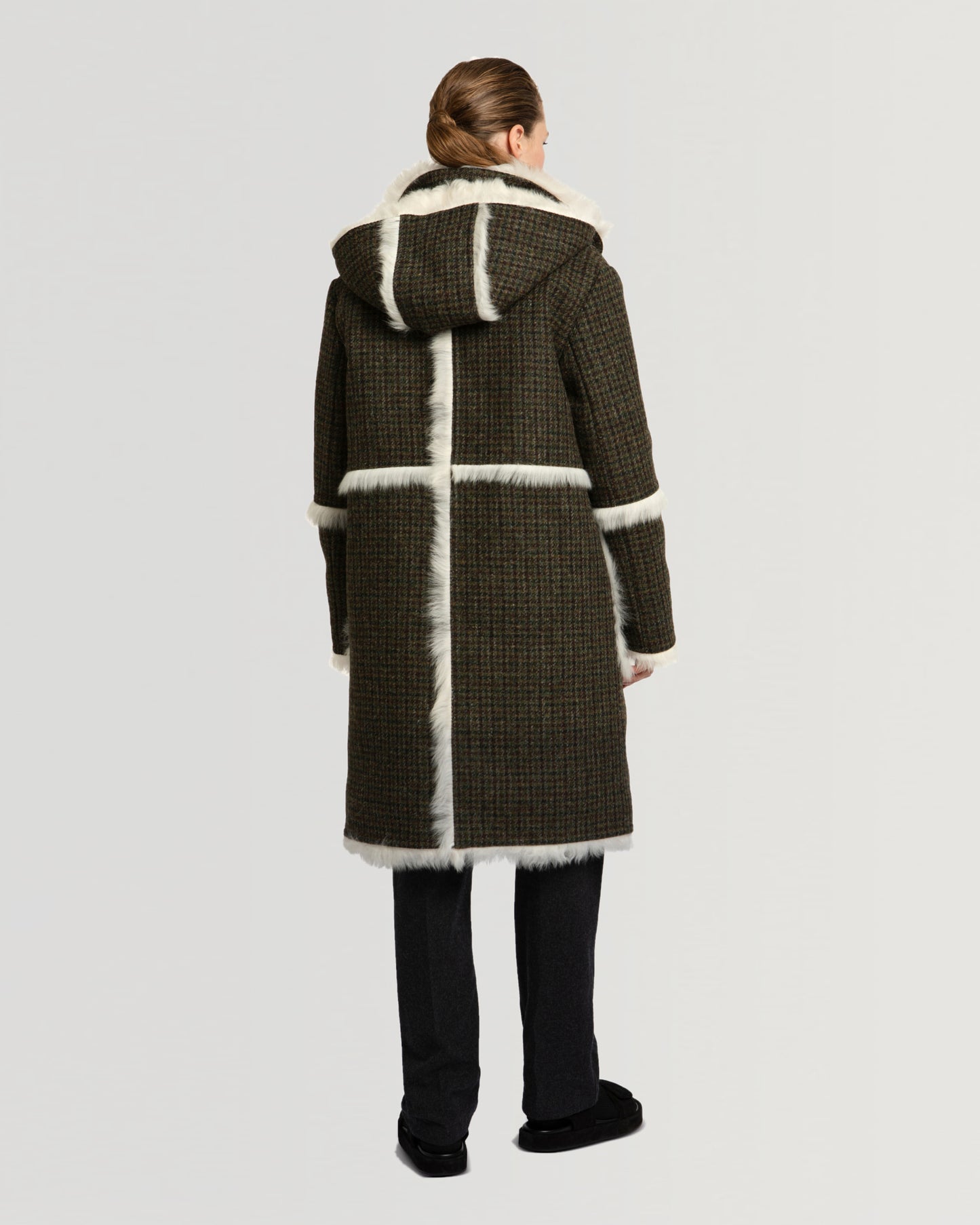 Winter sale & boxing day Yves Salomon -Woollen fabric and shearling hooded coat