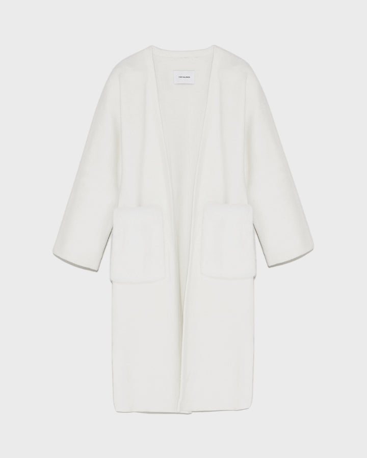 Balck Friday 2025 - Yves Salomon - Long knit cardigan with mink fur over-pockets