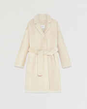 Belted shearling coat