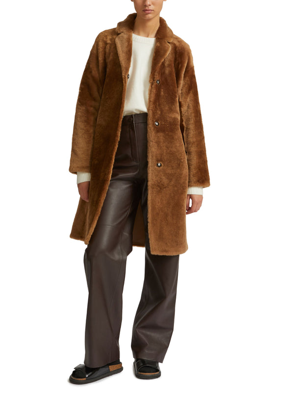 Belted shearling coat