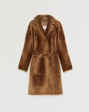 Belted shearling coat