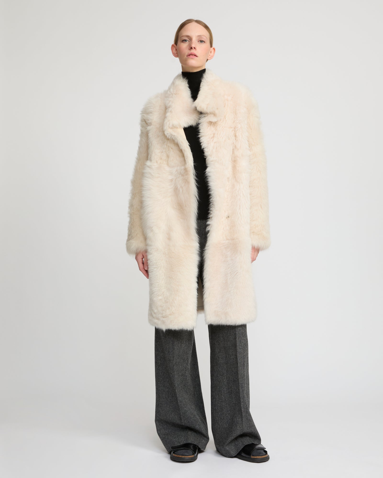 Reversible coat in Toscana lambskin - white - Yves Salomon – Yves