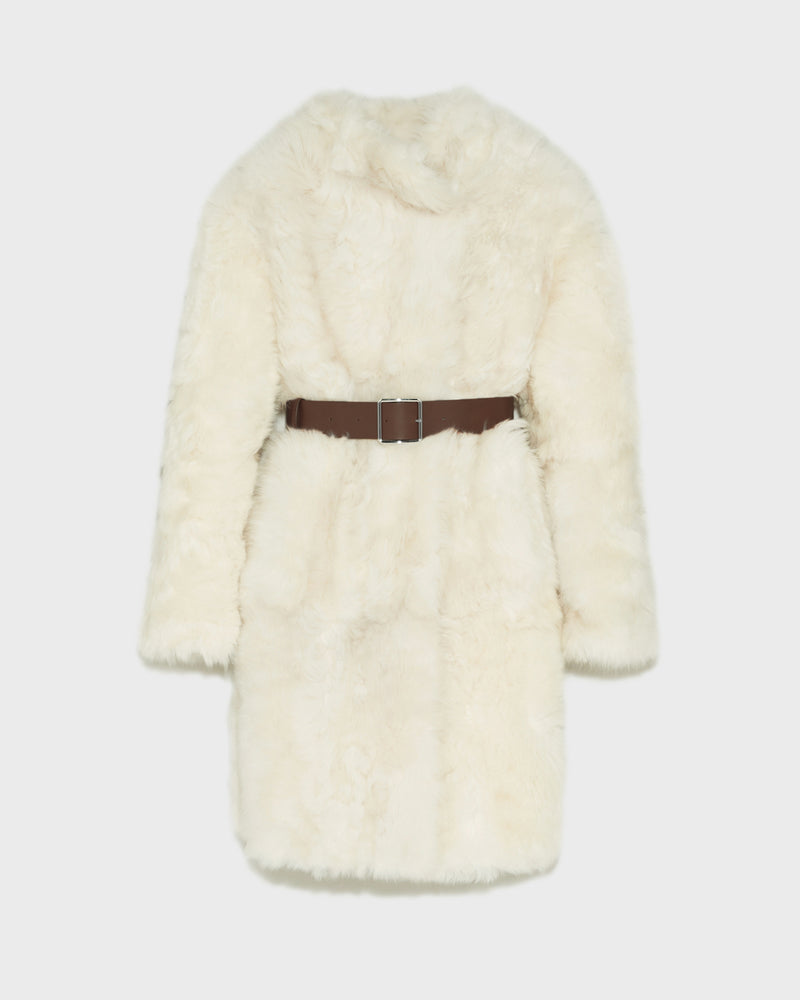 Reversible belted coat in Toscana lambskin - white - Yves Salomon