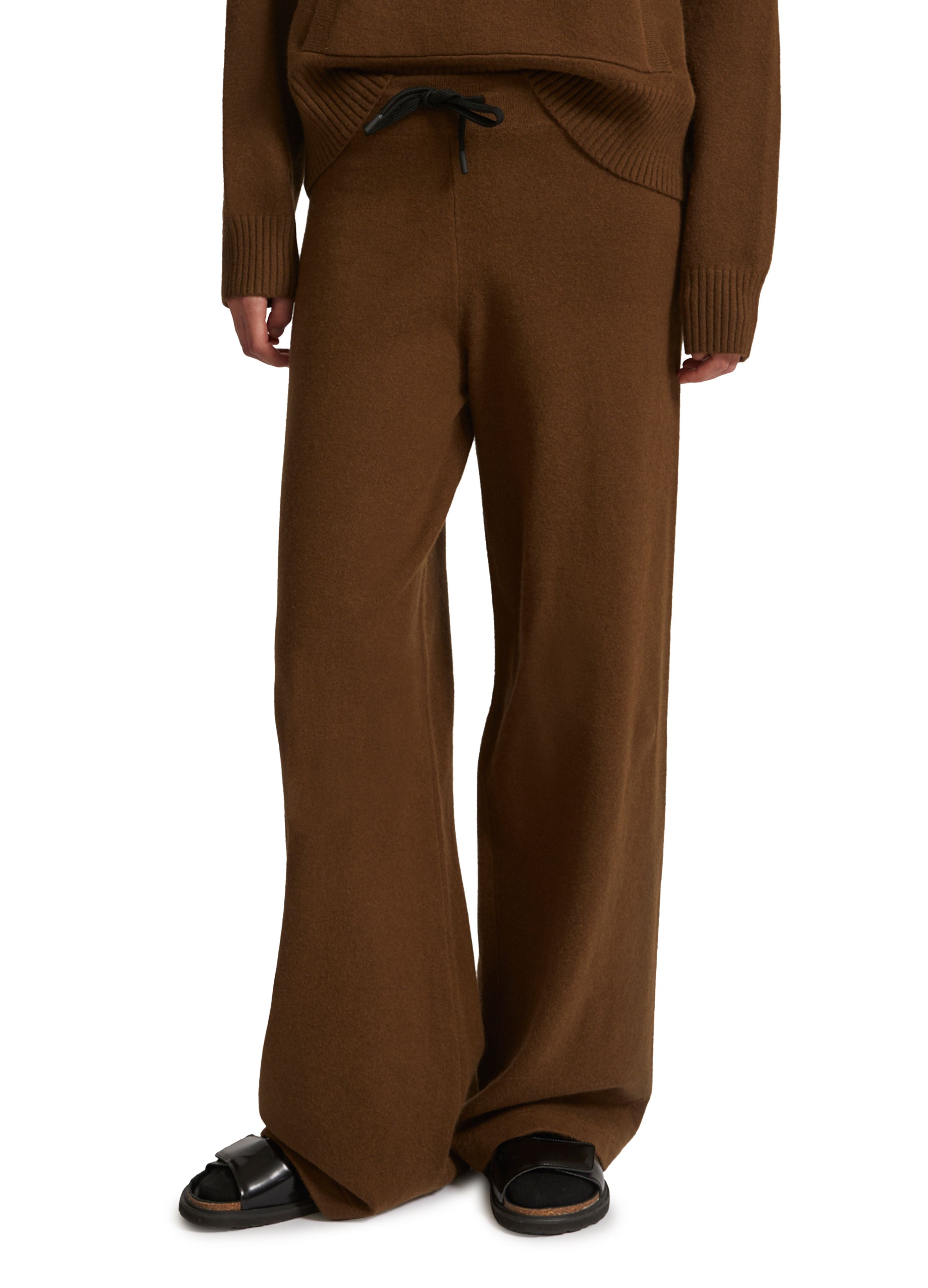 Wide-leg knit trousers - brown - Yves Salomon – Yves Salomon US