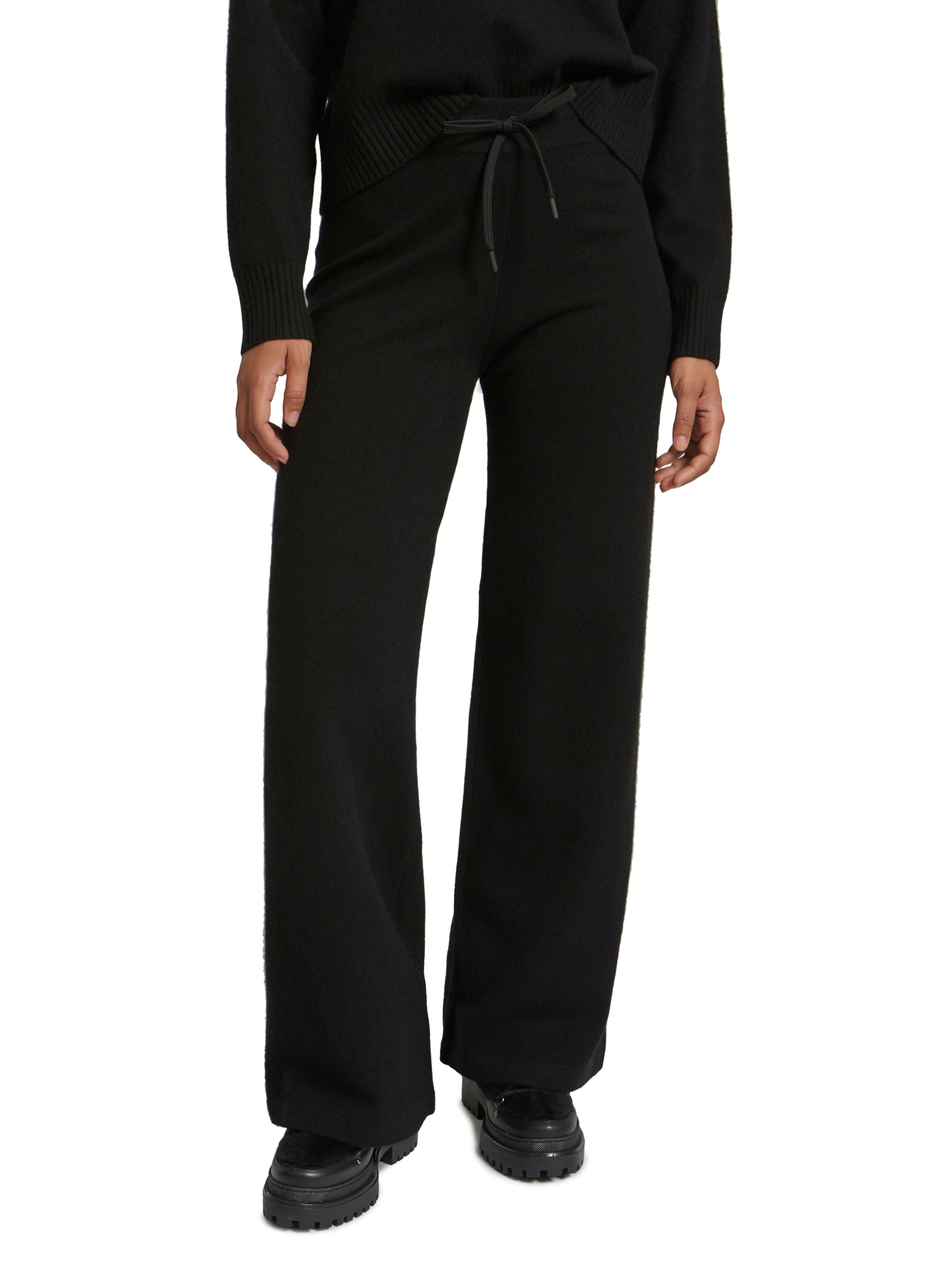 Wide-leg knit trousers - black - Yves Salomon – Yves Salomon US