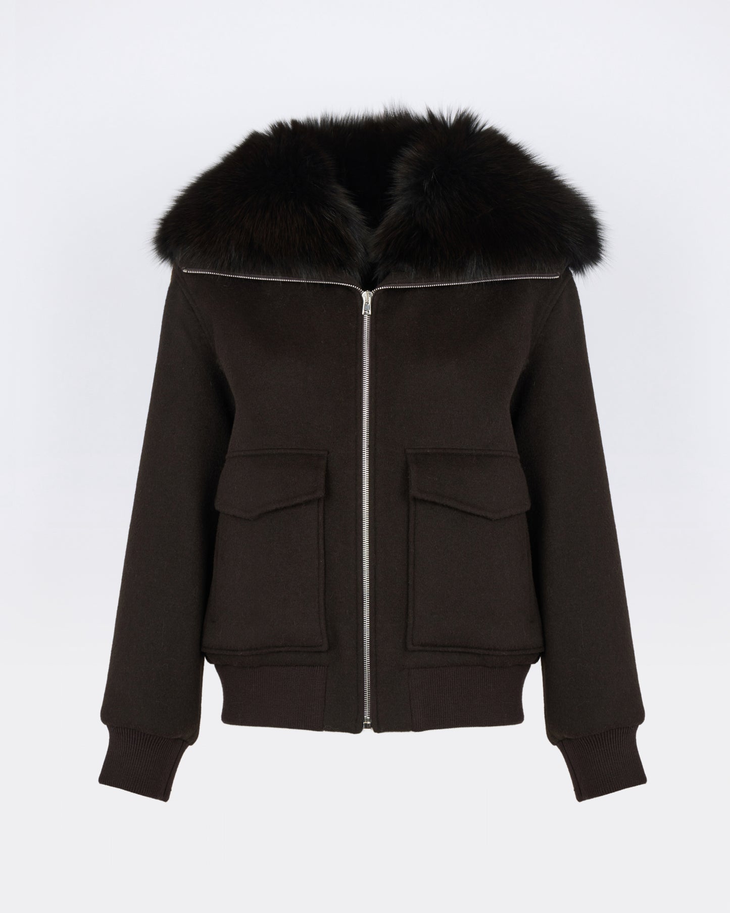 Cropped jacket in cashmere wool with fox fur collar - Yves Salomon - New Fall/Winter Collection