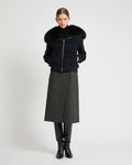 Cropped jacket in cashmere wool with fox fur collar