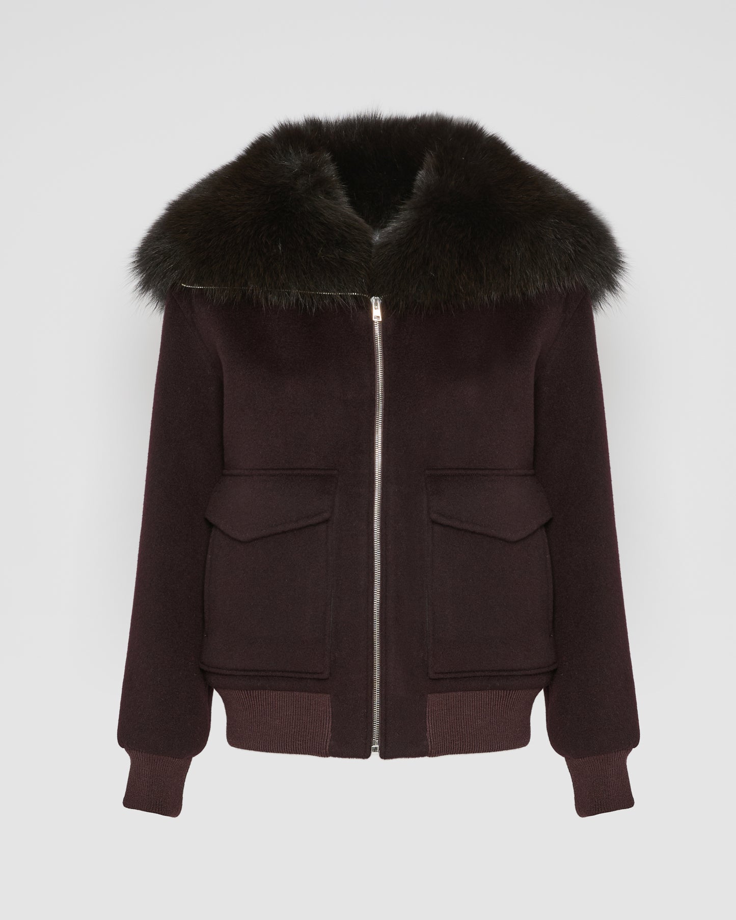 Cropped jacket in cashmere wool with fox fur collar - Yves Salomon