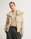 Cashmere wool jacket with mink fur collar