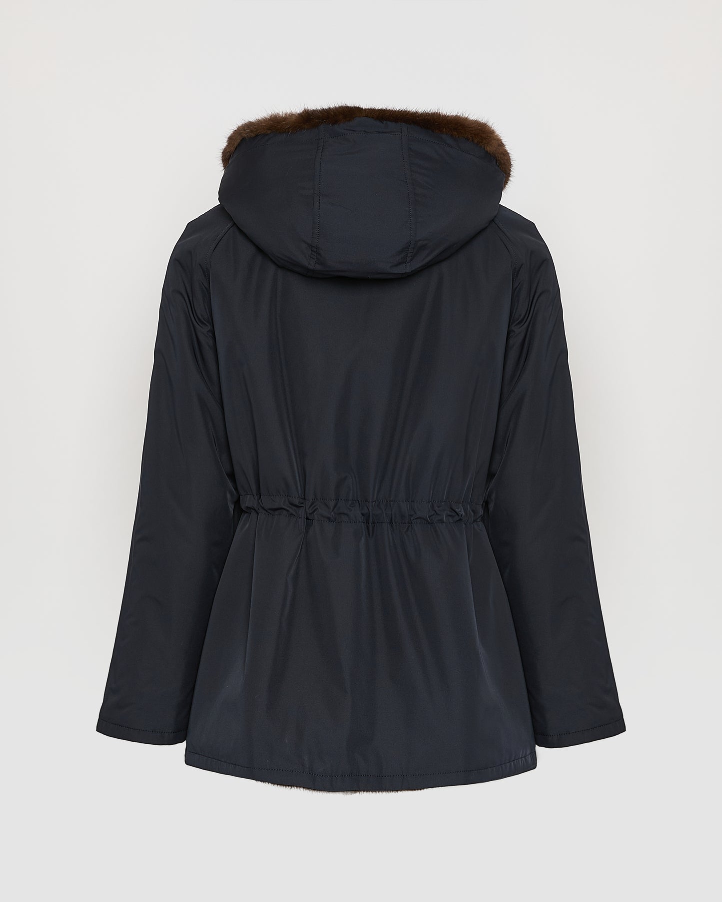 Hooded blouson in mink fur reversible technical fabric