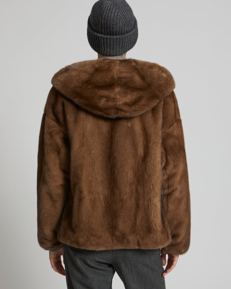 reversible mink jacket - khaki - Yves Salomon