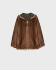 Hooded blouson in mink fur reversible technical fabric