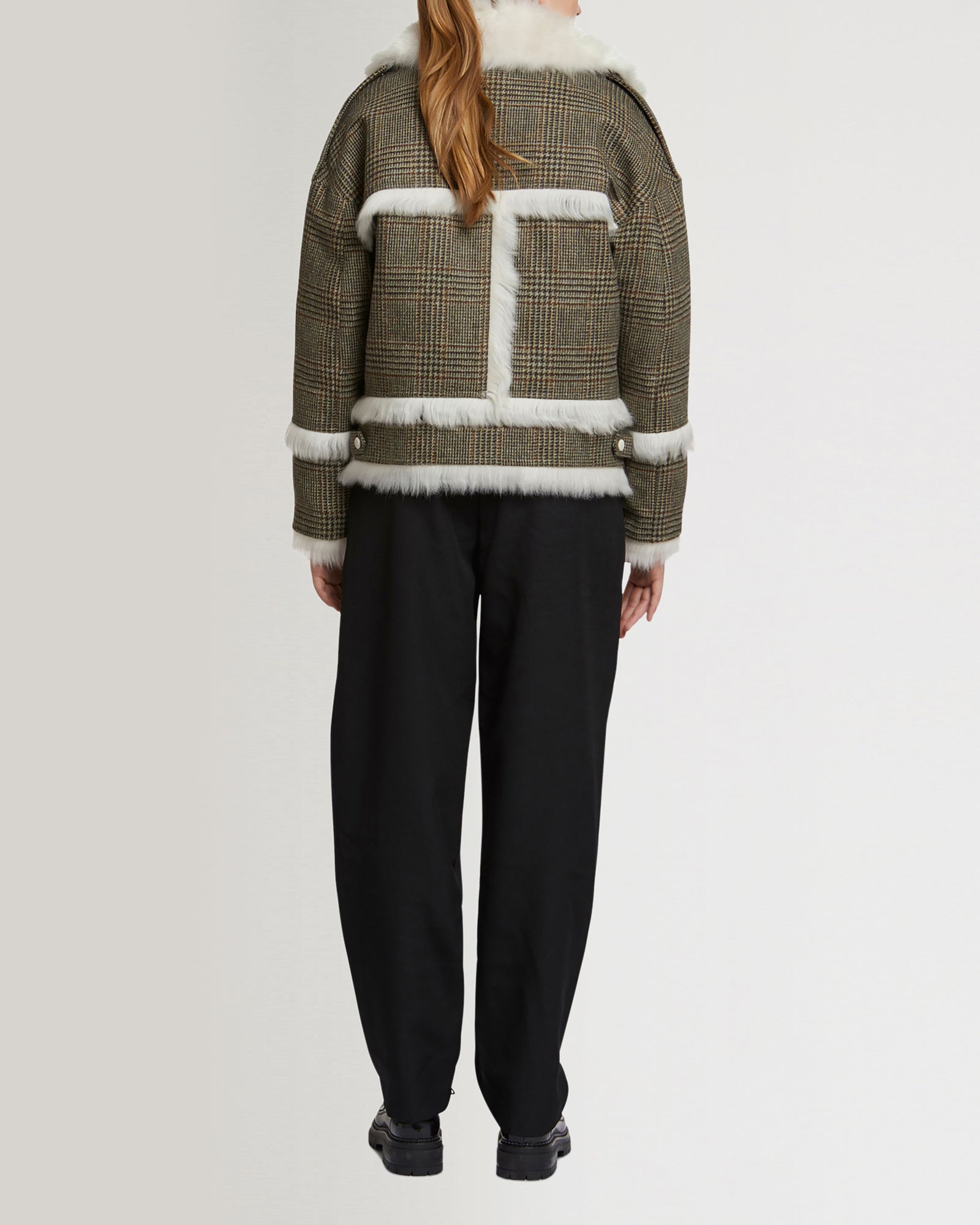 Winter sale & boxing day Yves Salomon -Woollen fabric and shearling biker jacket