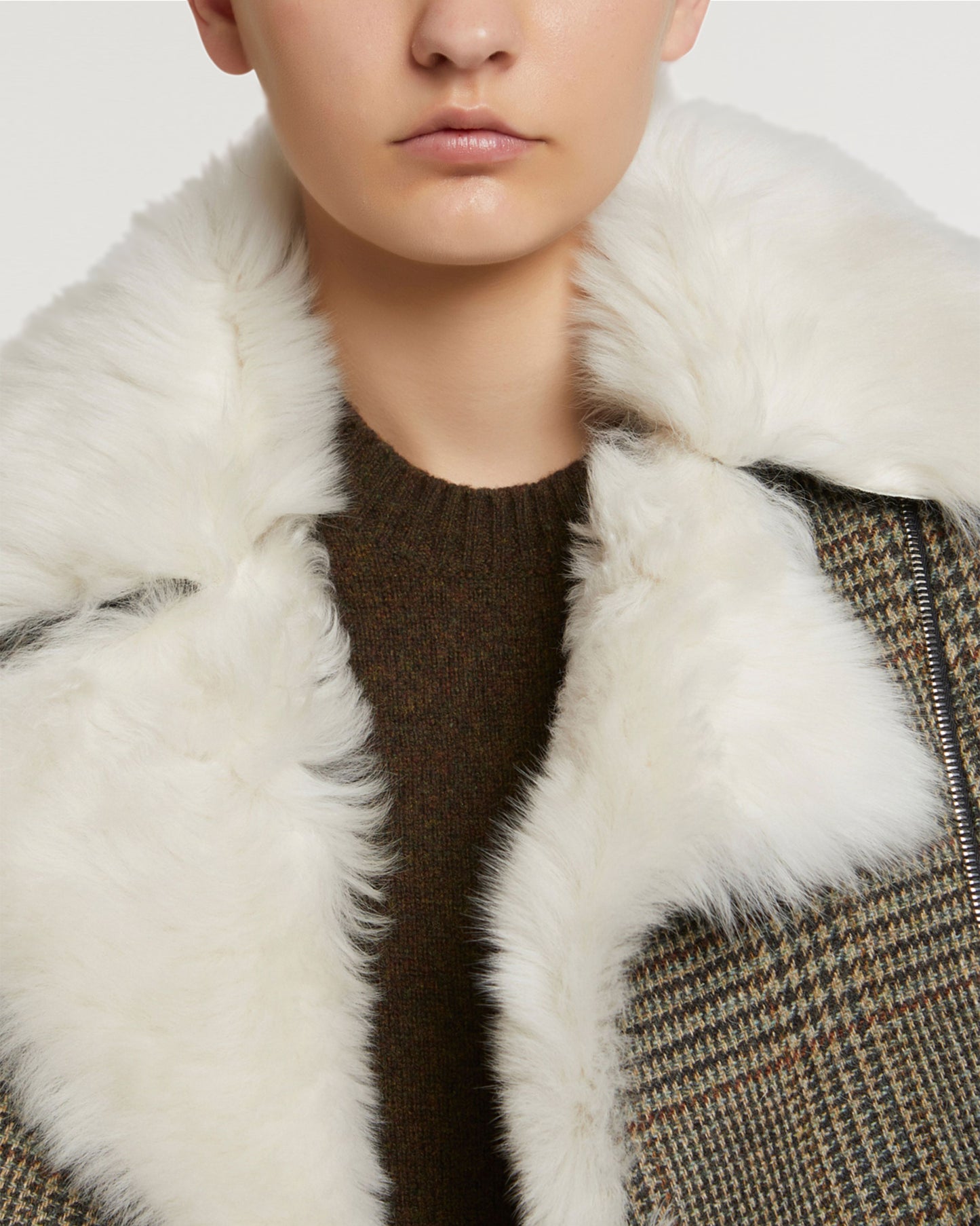 Winter sale & boxing day Yves Salomon -Woollen fabric and shearling biker jacket